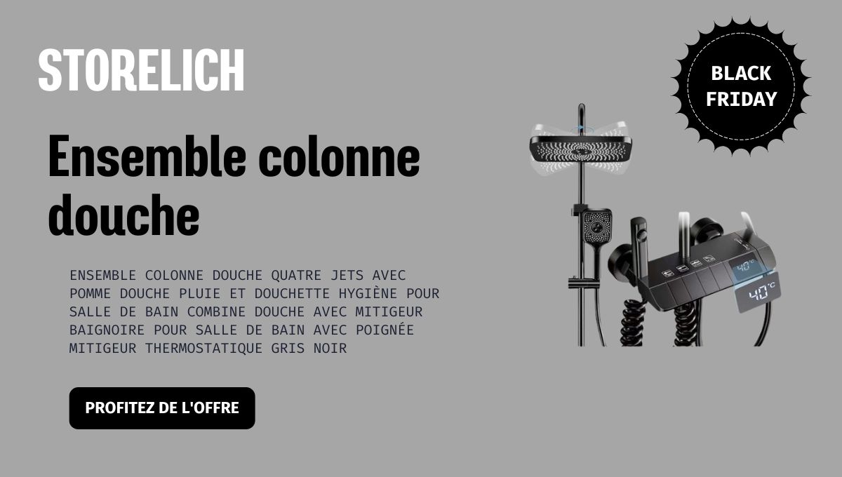 Ensemble colonne douche quatre jets avec pomme douche pluie et Douchette hygiène pour salle de bain combine douche avec mitigeur baignoire pour salle de bain avec poignée mitigeur thermostatique