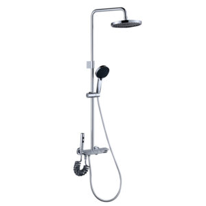 Ensemble colonne douche quatre jets avec pomme douche pluie et Douchette hygiène pour salle de bain combine douche avec mitigeur baignoire pour salle de bain avec poignée mitigeur thermostatique Chromé